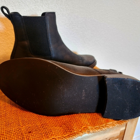 Toms Charlie Black Leather Boots 7.5 - Picture 3 of 6